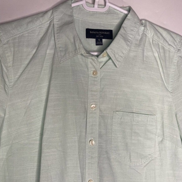 Banana Republic Soft Wash Sz S Womens Green Long Sleeve Button Down Top Shirt - Picture 5 of 7